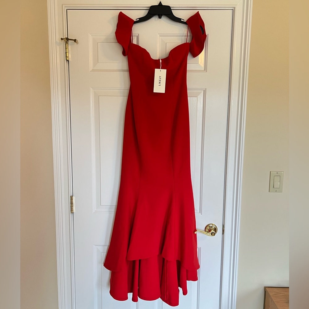 Likely High-Low Sunset Gown in Scarlet Red